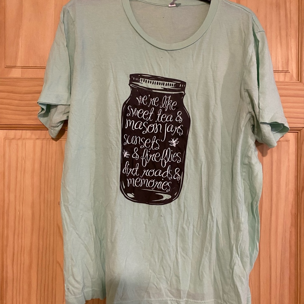 Mint Green Graphic T-Shirt with Jar Design